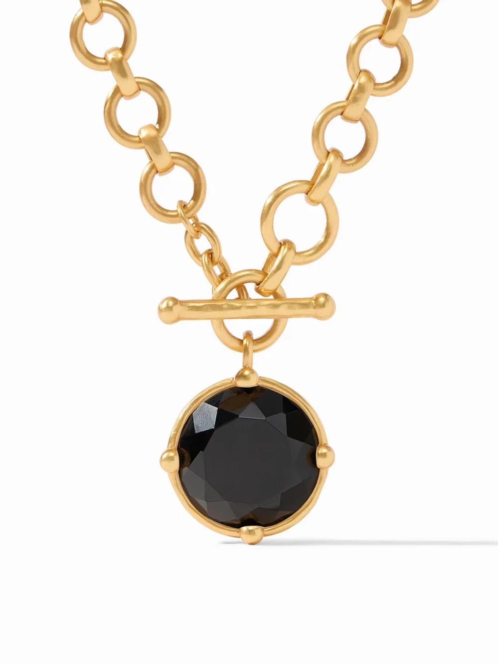 Julie Vos Gold-Tone Chain Necklace with Black Faceted Pendant